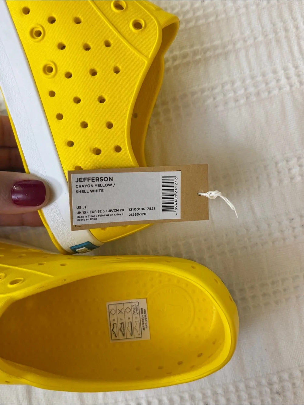 Native Kids Slip-On Water Shoes in Yellow with White Toe